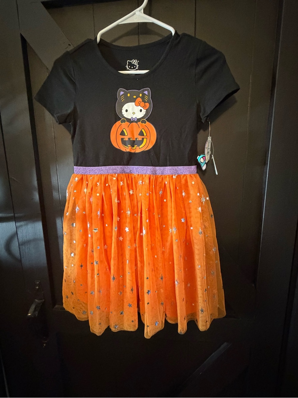 Hello Kitty Black Top with Orange Tulle Skirt and Purple Waistband